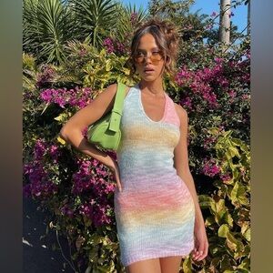 Princess poly pastel ombré knit halter dress